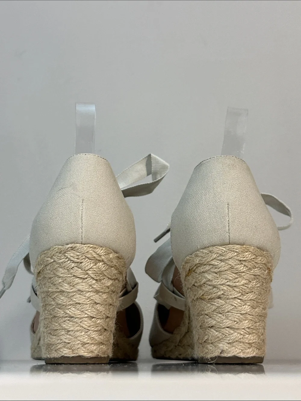 Vionic Kaitlyn Tie Front Espadrille Wedges Oat Size 9.5